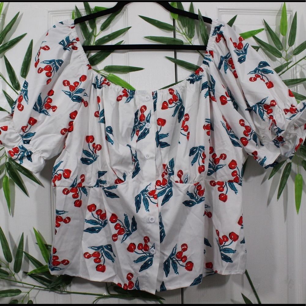 Cherry off the shoulder top